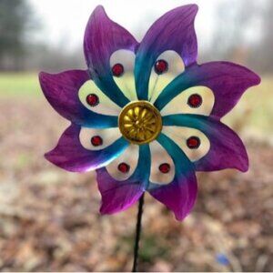 Wind Spinners Outdoor, 9.6" Dia*40" H Metal Garden Pinwheels, Kinetic